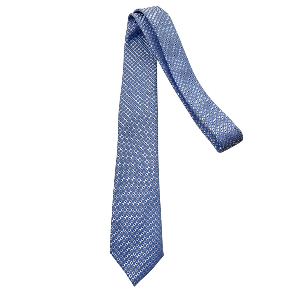 Nautica Mens Necktie Light Blue Woven Geometric Floral Medallion Pattern Tie
